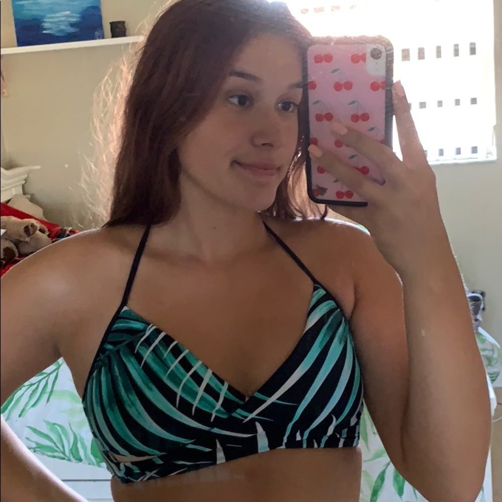 Palm tree cross body bathing suit top